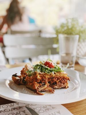 Vegan moussaka at Moma in Athens
