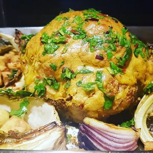 Roast Caulflower with a Tahhini Crust 

Caulifor Horneado con Tahini 

 at Wellness and Wilderness in Bonar