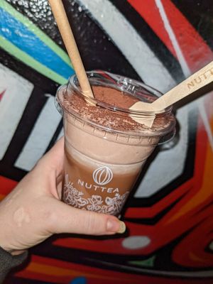 Iced mocha with chocolate nut cream at NUTTEA Fitzroy in Fitzroy
