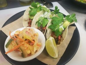 Mushroom Galore Tacos at Petisco Vegano in New York City