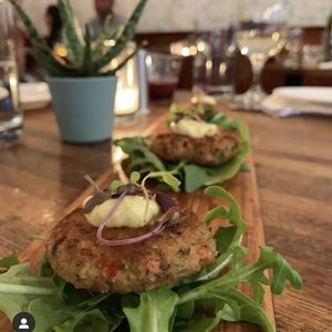 Uncraby crab cake  at Petisco Vegano in New York City
