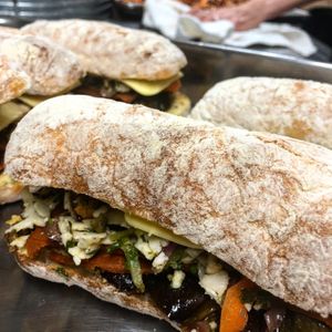 Muffuletta panini  at Petisco Vegano in New York City