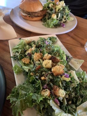 Caesar salads and chicken sammie at Watercourse Foods in Denver
