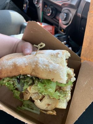 Turkey and Brie sandwich even BETTER than it looks. Must have. at Watercourse Foods in Denver