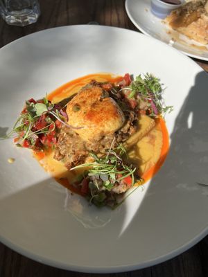 chorizo & grits  at Watercourse Foods in Denver