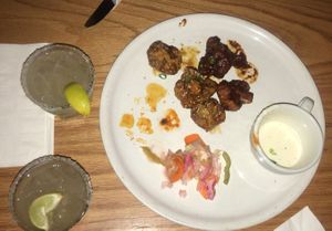 Almost finished Buffalo Cauliflower wings  at Watercourse Foods in Denver