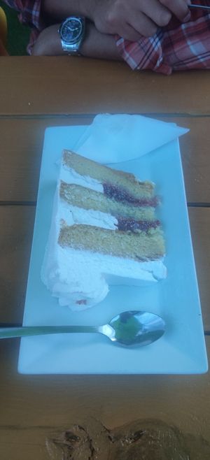 Raspberry and vanilla cake at Watercourse Foods in Denver