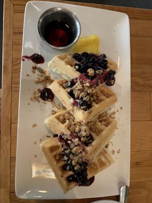 Lemon-blueberry waffle  at Watercourse Foods in Denver