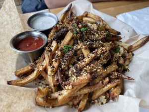 Loaded truffle fries   at Watercourse Foods in Denver