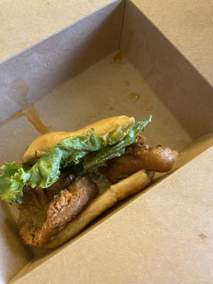 Oyster mushroom po’boy. It came with mixed greens and an amazing maple vinaigrette   at Watercourse Foods in Denver