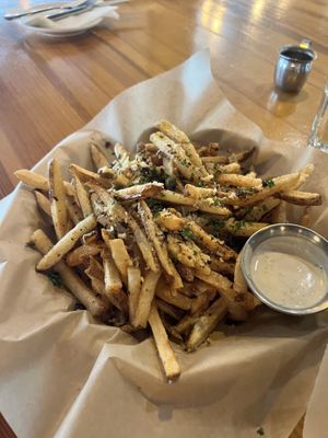 Truffle fries (happy hour!)   at Watercourse Foods in Denver
