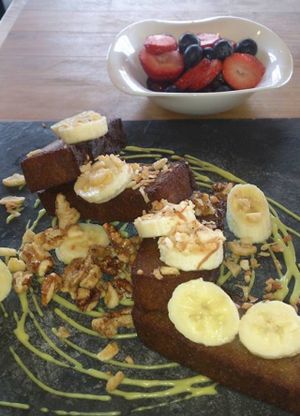 Bread pudding french toast at Watercourse Foods in Denver