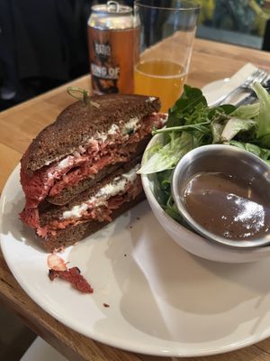 Pastrami on rye w salad   at Watercourse Foods in Denver