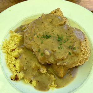 Breakfast - Big Rig country fried seitan steak  at Watercourse Foods in Denver
