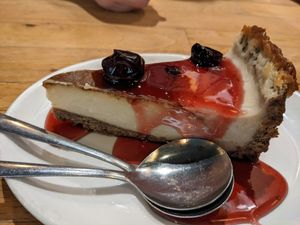New York style cheesecake at Watercourse Foods in Denver
