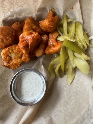 Buffalo cauliflower wings  at Watercourse Foods in Denver