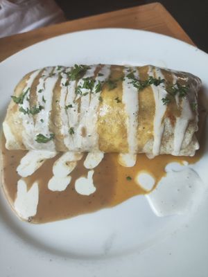 Chorizo & potato burrito at Watercourse Foods in Denver