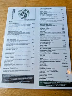 Menu at Watercourse Foods in Denver