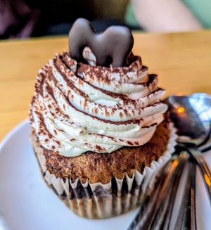 Tiramisu cupcake at Watercourse Foods in Denver