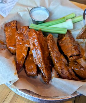 Buffalo chicken wings at Watercourse Foods in Denver