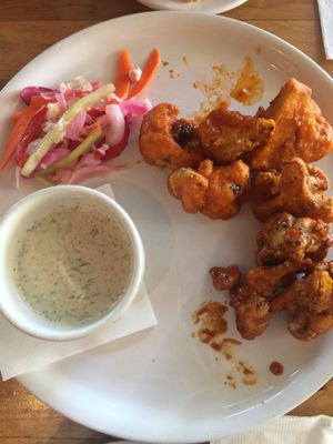 Buffalo & BBQ cauliflower bites at Watercourse Foods in Denver
