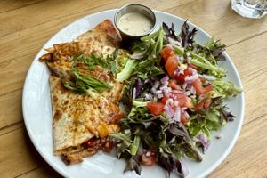 Buffalo quesadilla special (vegan, of course)  at Watercourse Foods in Denver