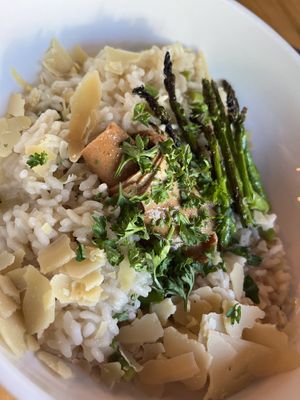 Seasonal risotto with prosciutto and asparagus   at Watercourse Foods in Denver