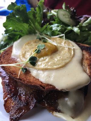 Vegan croque madame  at Watercourse Foods in Denver