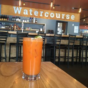 Carrot ginger sparkle juice  at Watercourse Foods in Denver
