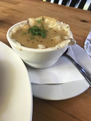 Mash potatoes and gravy at Watercourse Foods in Denver
