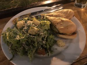 Cuban sandwich and Caesar salad  at Watercourse Foods in Denver