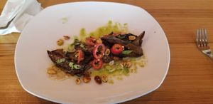 Spicy Eggplant at Watercourse Foods in Denver