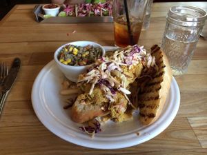 artichoke po' boy at Watercourse Foods in Denver