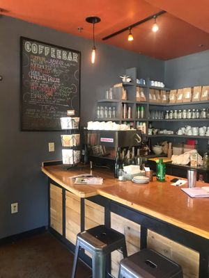 Coffee bar at Watercourse Foods in Denver