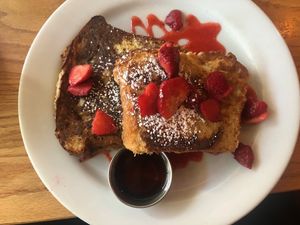 French toast with strawberries  at Watercourse Foods in Denver