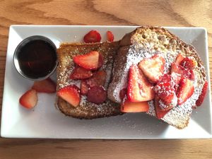 French toast with strawberries  at Watercourse Foods in Denver