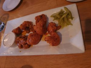 Buffalo Cauliflower things-- so good!!  at Watercourse Foods in Denver