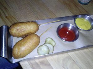 corn dogs at Watercourse Foods in Denver