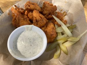 Buffalo cauliflower wings at Watercourse Foods in Denver