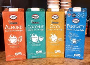 Our selection of dairy free milks at Art & Soul Cafe in St Neots