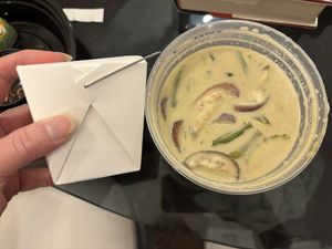 A tiny side of rice was included with the green curry  at Rice Factory in Milltown