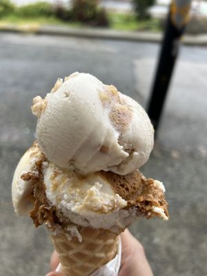 Double scoop of apple pie and sticky toffee pudding   at Vashti Rose in Port Moody