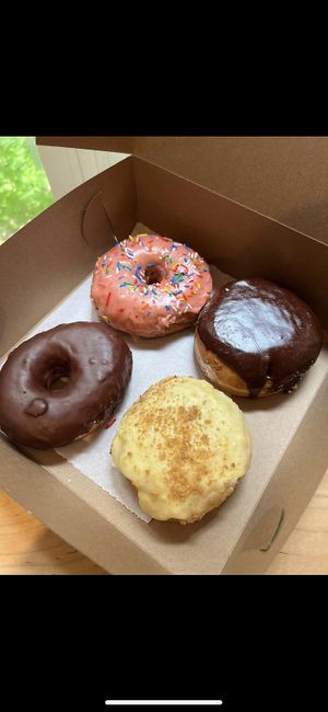 Chocolate frosted, strawberry frosted, Boston cream, peach cobbler  at bloomer's in Toronto