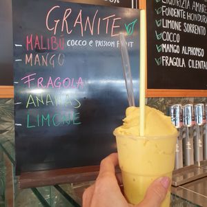 Mango granita at Delizie Bolognesi in Bologna