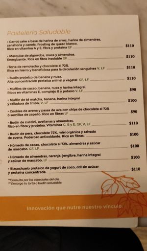 Some of the menu at B-fresh in Buenos Aires
