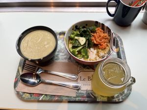 Tibetan Mama and Broccoli Soupp  at Le Botaniste - GCE in New York City