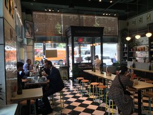This give you an idea of the seating and decor of this branch of Le Botaniste. at Le Botaniste - GCE in New York City