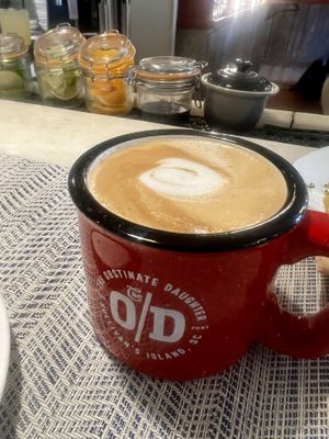 Latte with oat milk  at The Obstinate Daughter in Sullivans Island