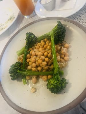 Broccolini and garlic chick peas without the pancetta and ricotta  at The Obstinate Daughter in Sullivans Island