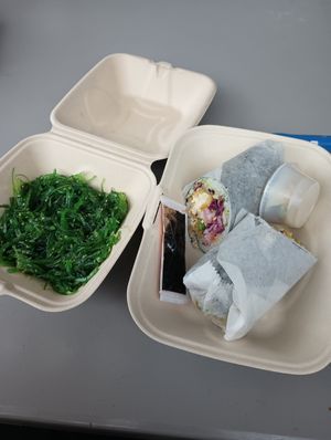 Forbidden and salad at Rollin Fresh - Food Truck in Portland